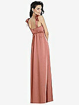 Rear View Thumbnail - Desert Rose Flat Tie-Shoulder Empire Waist Maxi Dress with Front Slit