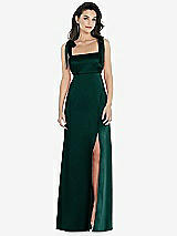 Front View Thumbnail - Evergreen Flat Tie-Shoulder Empire Waist Maxi Dress with Front Slit