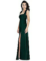 Side View Thumbnail - Evergreen Flat Tie-Shoulder Empire Waist Maxi Dress with Front Slit