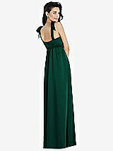 Rear View Thumbnail - Hunter Green Flat Tie-Shoulder Empire Waist Maxi Dress with Front Slit