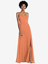 Front View Thumbnail - Sweet Melon Scoop Neck Convertible Tie-Strap Maxi Dress with Front Slit