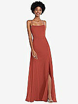 Front View Thumbnail - Amber Sunset Scoop Neck Convertible Tie-Strap Maxi Dress with Front Slit