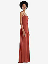 Side View Thumbnail - Amber Sunset Scoop Neck Convertible Tie-Strap Maxi Dress with Front Slit