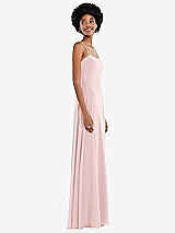 Side View Thumbnail - Ballet Pink Scoop Neck Convertible Tie-Strap Maxi Dress with Front Slit