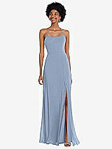 Alt View 1 Thumbnail - Cloudy Scoop Neck Convertible Tie-Strap Maxi Dress with Front Slit