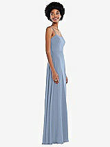 Side View Thumbnail - Cloudy Scoop Neck Convertible Tie-Strap Maxi Dress with Front Slit