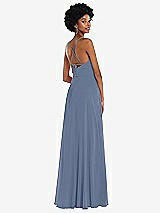 Rear View Thumbnail - Larkspur Blue Scoop Neck Convertible Tie-Strap Maxi Dress with Front Slit