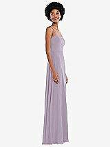 Side View Thumbnail - Lilac Haze Scoop Neck Convertible Tie-Strap Maxi Dress with Front Slit