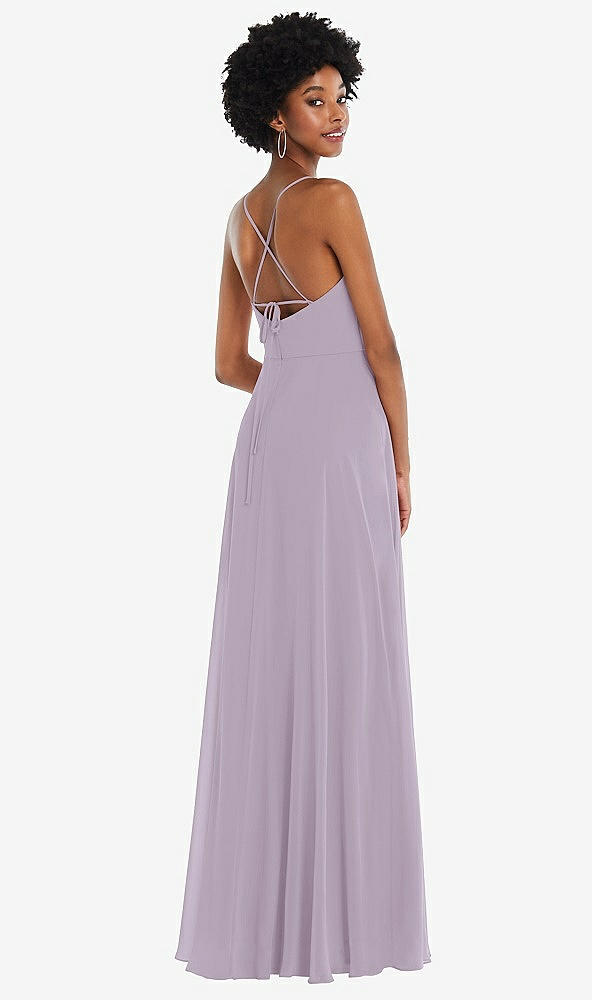 Back View - Lilac Haze Scoop Neck Convertible Tie-Strap Maxi Dress with Front Slit