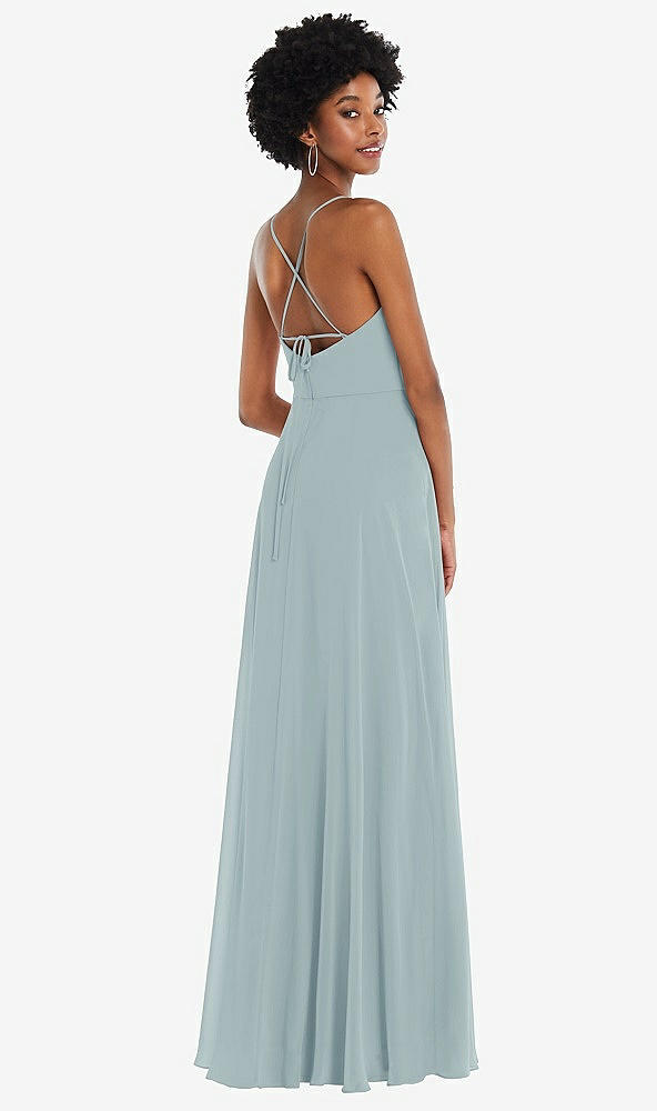 Back View - Morning Sky Scoop Neck Convertible Tie-Strap Maxi Dress with Front Slit