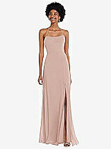 Alt View 1 Thumbnail - Toasted Sugar Scoop Neck Convertible Tie-Strap Maxi Dress with Front Slit