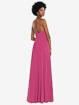 Rear View Thumbnail - Tea Rose Scoop Neck Convertible Tie-Strap Maxi Dress with Front Slit