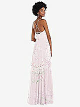 Rear View Thumbnail - Watercolor Print Scoop Neck Convertible Tie-Strap Maxi Dress with Front Slit