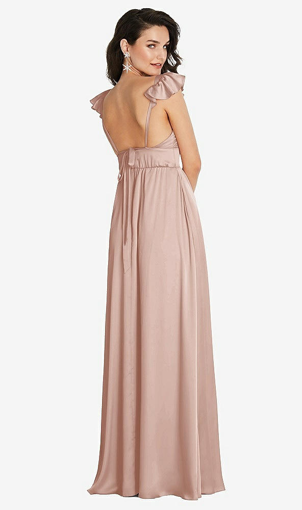 Back View - Toasted Sugar Deep V-Neck Ruffle Cap Sleeve Maxi Dress with Convertible Straps