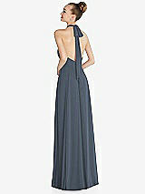 Rear View Thumbnail - Silverstone Halter Backless Maxi Dress with Crystal Button Ruffle Placket