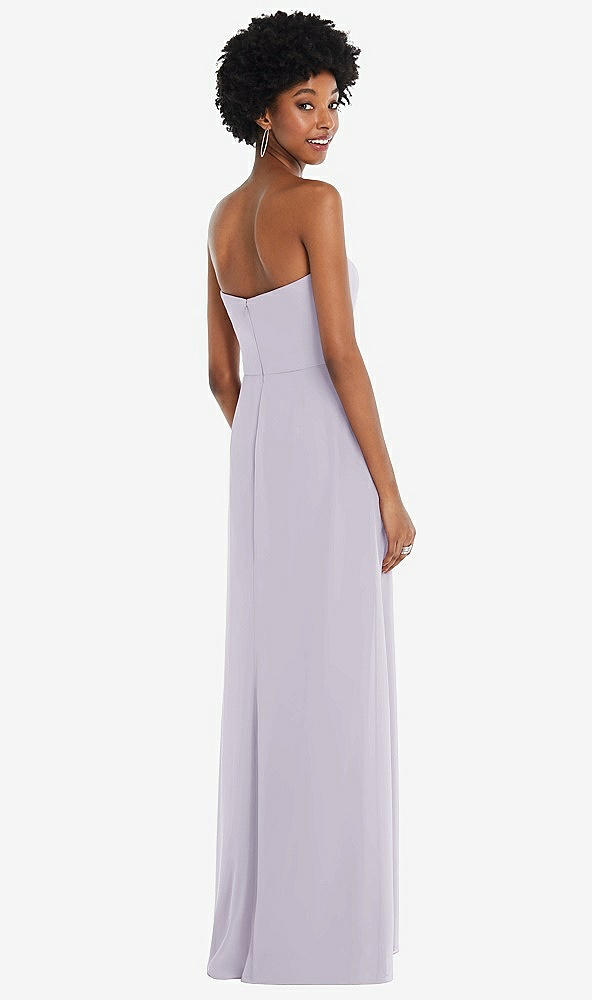 Back View - Moondance Strapless Sweetheart Maxi Dress with Pleated Front Slit 