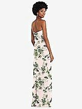 Rear View Thumbnail - Palm Beach Print Strapless Sweetheart Maxi Dress with Pleated Front Slit 