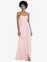 Front View Thumbnail - Ballet Pink Strapless Sweetheart Maxi Dress with Pleated Front Slit 