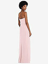 Rear View Thumbnail - Ballet Pink Strapless Sweetheart Maxi Dress with Pleated Front Slit 