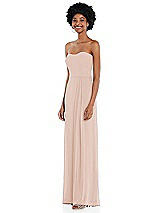 Side View Thumbnail - Cameo Strapless Sweetheart Maxi Dress with Pleated Front Slit 