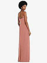 Rear View Thumbnail - Desert Rose Strapless Sweetheart Maxi Dress with Pleated Front Slit 