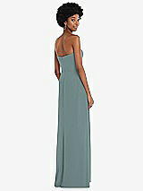 Rear View Thumbnail - Icelandic Strapless Sweetheart Maxi Dress with Pleated Front Slit 