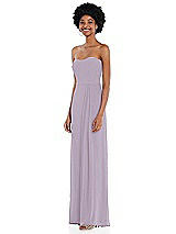 Side View Thumbnail - Lilac Haze Strapless Sweetheart Maxi Dress with Pleated Front Slit 