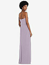 Rear View Thumbnail - Lilac Haze Strapless Sweetheart Maxi Dress with Pleated Front Slit 
