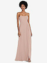 Front View Thumbnail - Toasted Sugar Strapless Sweetheart Maxi Dress with Pleated Front Slit 