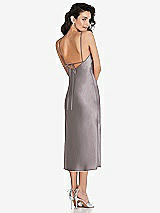 Rear View Thumbnail - Cashmere Gray Open-Back Convertible Strap Midi Bias Slip Dress