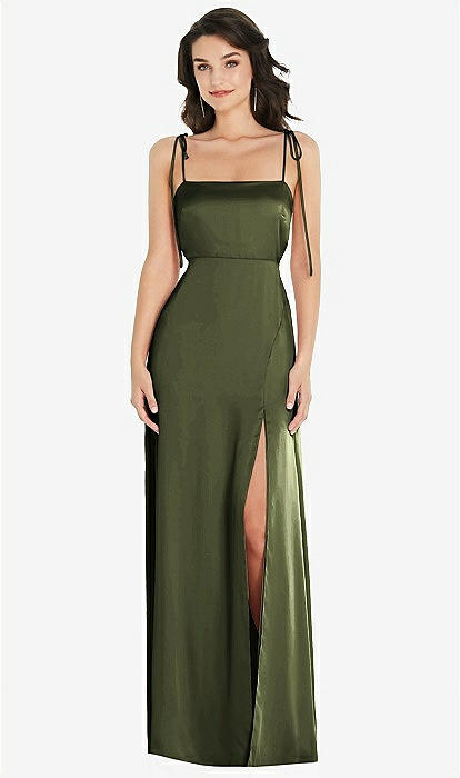 Green maxi outlet dress with slit