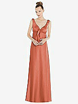 Alt View 1 Thumbnail - Terracotta Copper Convertible Strap Empire Waist Satin Maxi Dress