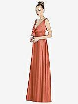 Front View Thumbnail - Terracotta Copper Convertible Strap Empire Waist Satin Maxi Dress