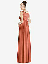 Rear View Thumbnail - Terracotta Copper Convertible Strap Empire Waist Satin Maxi Dress