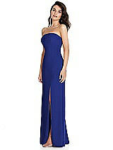 Side View Thumbnail - Cobalt Blue Strapless Scoop Back Maxi Dress with Front Slit