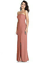 Side View Thumbnail - Desert Rose Strapless Scoop Back Maxi Dress with Front Slit