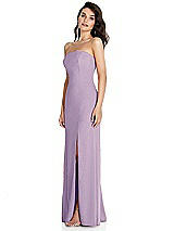 Side View Thumbnail - Pale Purple Strapless Scoop Back Maxi Dress with Front Slit