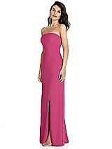 Side View Thumbnail - Tea Rose Strapless Scoop Back Maxi Dress with Front Slit