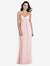 Front View Thumbnail - Ballet Pink Twist Shirred Strapless Empire Waist Gown with Optional Straps