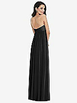 Rear View Thumbnail - Black Twist Shirred Strapless Empire Waist Gown with Optional Straps