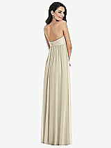 Rear View Thumbnail - Champagne Twist Shirred Strapless Empire Waist Gown with Optional Straps