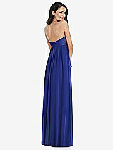 Rear View Thumbnail - Cobalt Blue Twist Shirred Strapless Empire Waist Gown with Optional Straps