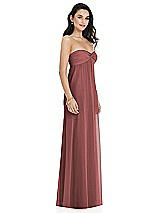 Side View Thumbnail - English Rose Twist Shirred Strapless Empire Waist Gown with Optional Straps