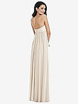 Rear View Thumbnail - Oat Twist Shirred Strapless Empire Waist Gown with Optional Straps