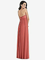 Rear View Thumbnail - Coral Pink Twist Shirred Strapless Empire Waist Gown with Optional Straps