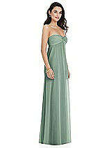 Side View Thumbnail - Seagrass Twist Shirred Strapless Empire Waist Gown with Optional Straps