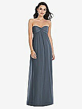 Front View Thumbnail - Silverstone Twist Shirred Strapless Empire Waist Gown with Optional Straps