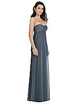 Side View Thumbnail - Silverstone Twist Shirred Strapless Empire Waist Gown with Optional Straps