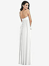 Rear View Thumbnail - White Twist Shirred Strapless Empire Waist Gown with Optional Straps