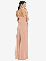Rear View Thumbnail - Pale Peach Adjustable Strap Wrap Bodice Maxi Dress with Front Slit 